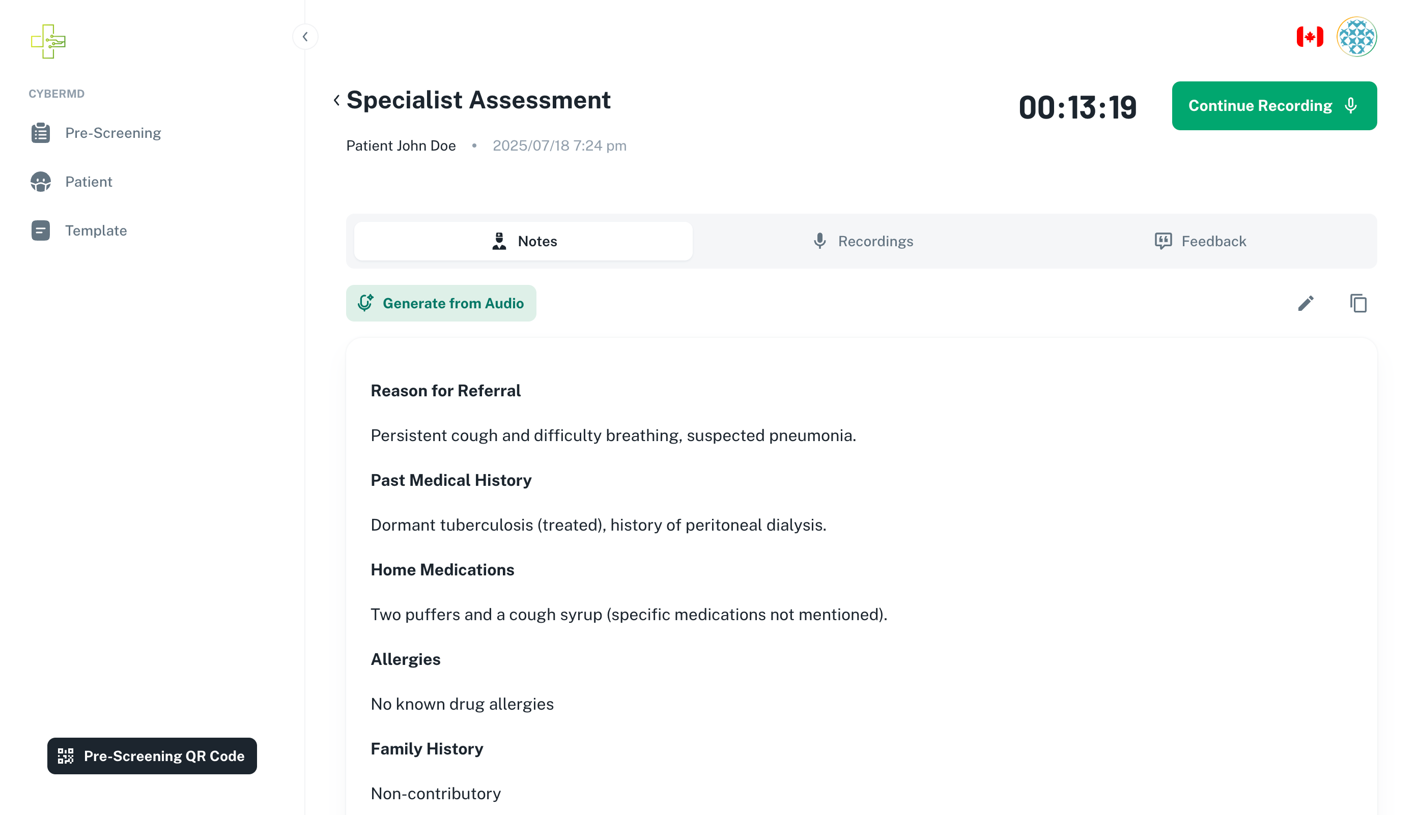 CyberMD Light Mode Interface - Specialist Assessment Dashboard